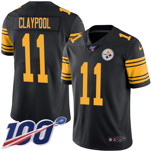 Pittsburgh Steelers #11 Chase Claypool Black Youth Stitched NFL Limited Rush 100th Season Jersey